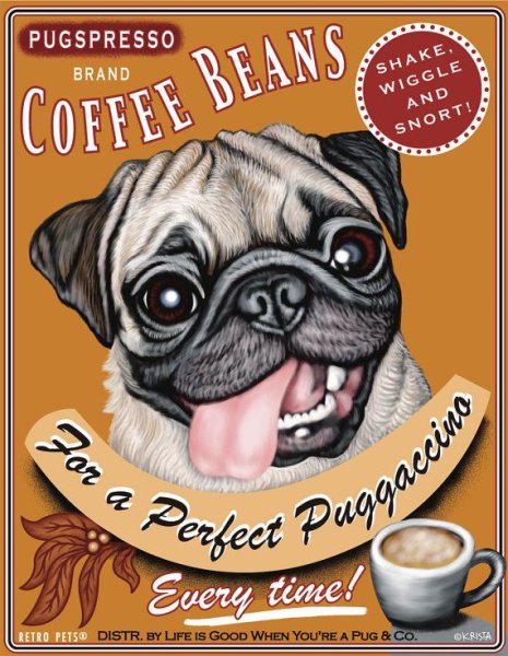 Постер с мопсами разноцветный