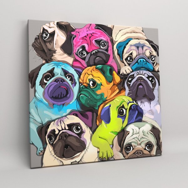 Мопс с плакатом