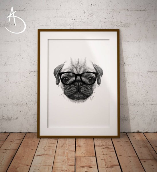 Постер Мопс в туалете