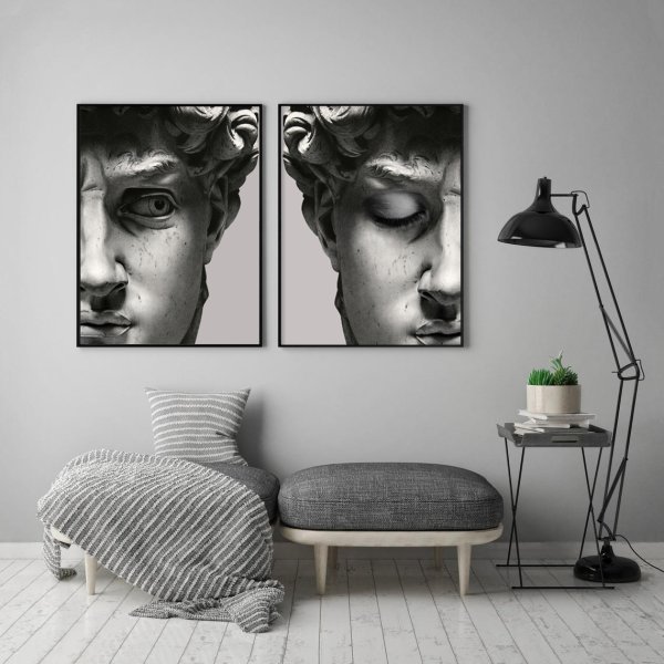 Постер Давид черно белый