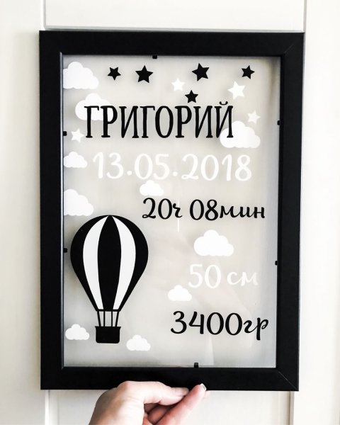 Метрика на стекле в рамке