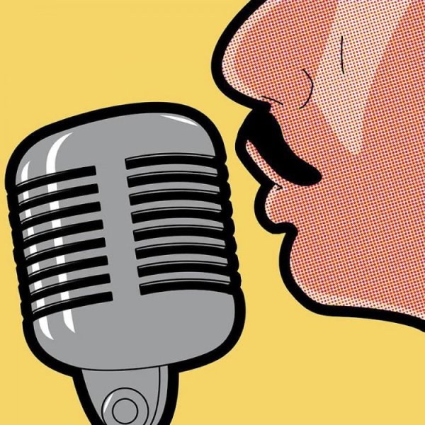 Девушка с микрофоном поп арт