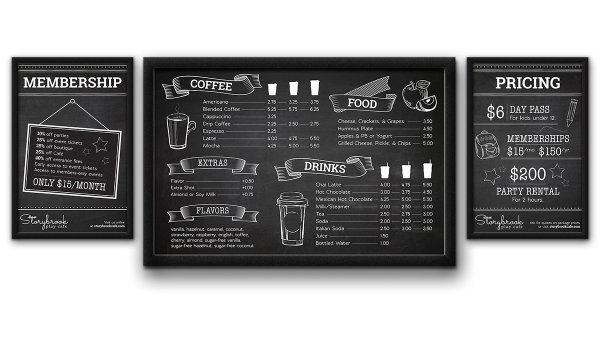 Меню на стене в кафе