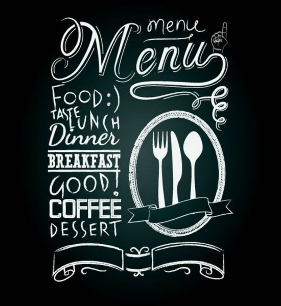Меню кофейни на грифельной доске