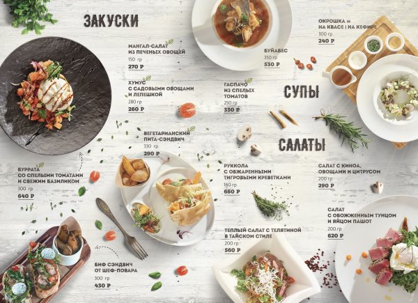 Меню фаст фуд