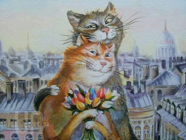 Коты Петербургские Владимира Румянцева чаепитие