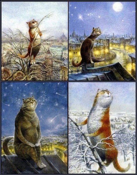 Зима питерские коты Владимира Румянцева