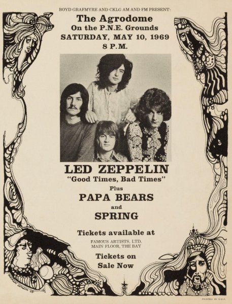 Led Zeppelin плакат старый