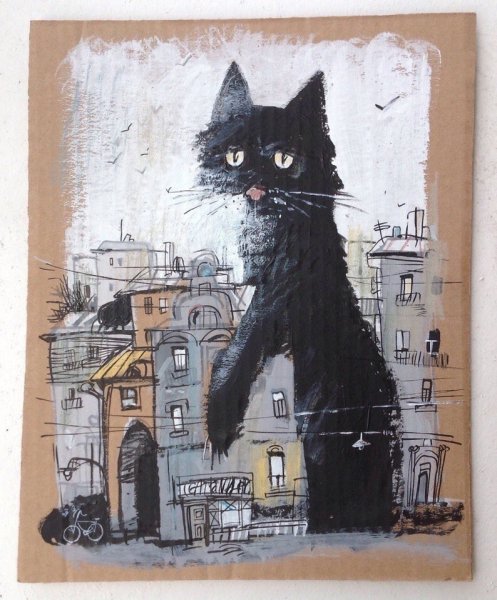 Картина кот в городе