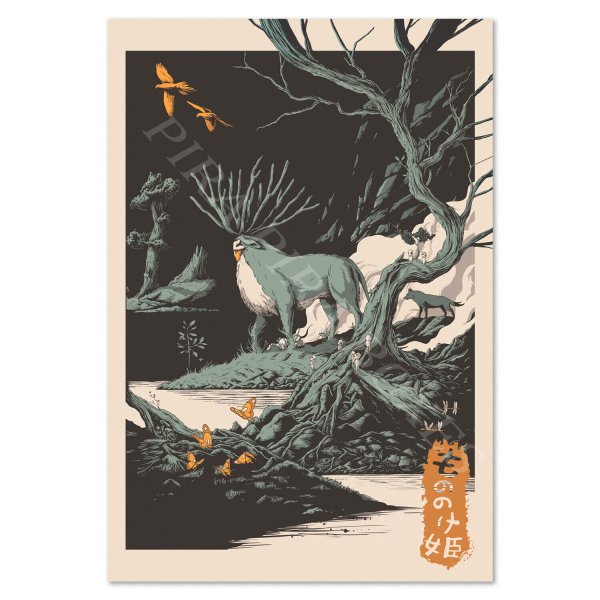 Постер студия гибли Хаяо Миядзаки принцесса Мононоке