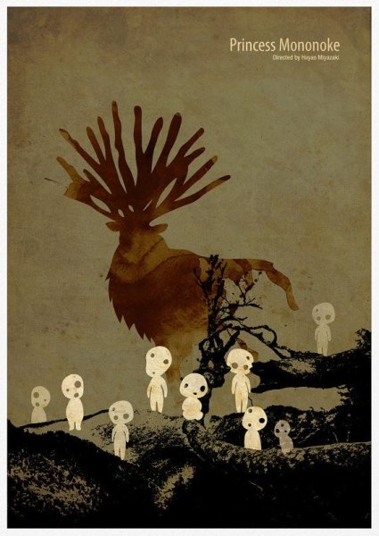Постер студия гибли Хаяо Миядзаки принцесса Мононоке