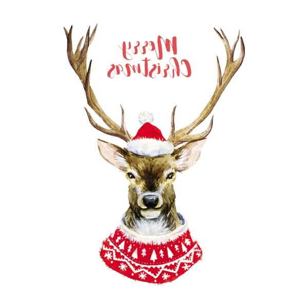 Постер новогодний олень в скандинавском стиле