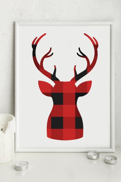 Новогодние постеры для интерьера олень