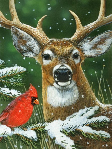 Новогодний олень картина