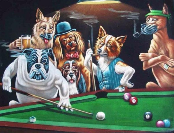 Кассиус Кулидж собаки бильярд