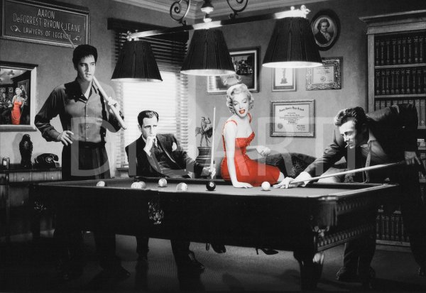 Картина бильярд Элвис Пресли, Мэрилин Монро