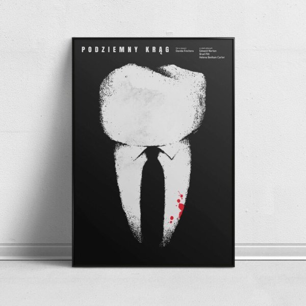 На минималистическом постере красные глаза