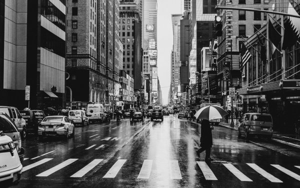 Нью-Йорк улицы черно белые