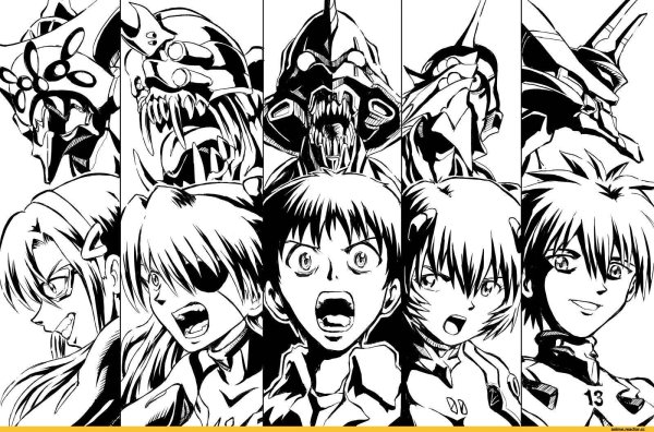 Аниме чб Евангелион