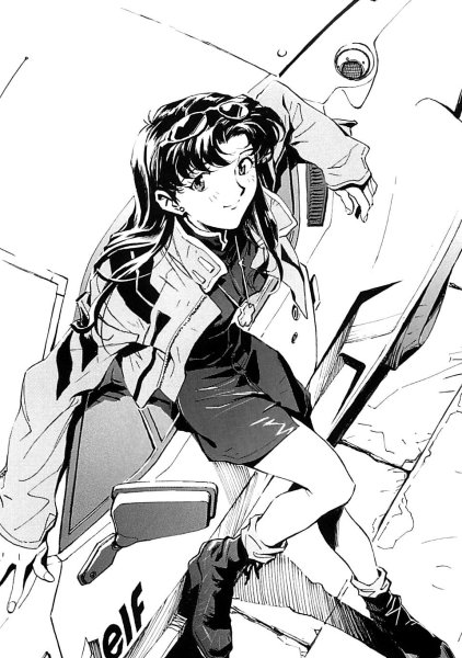 Мисато Кацураги черно белая