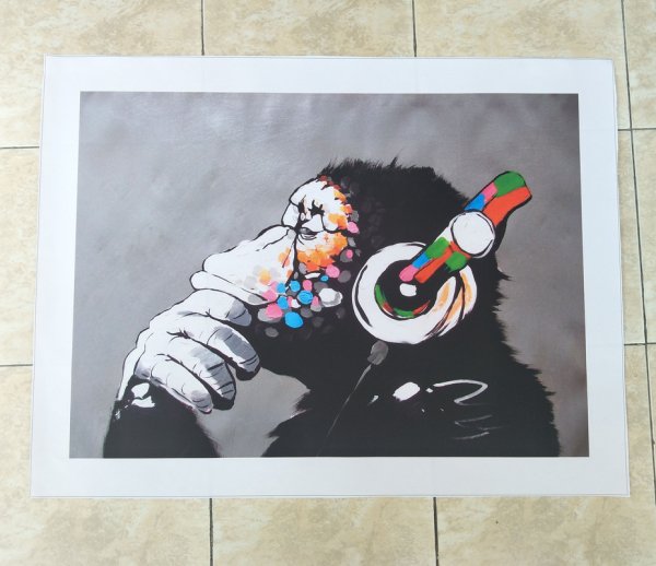 Обезьяна в наушниках картина в интерьере