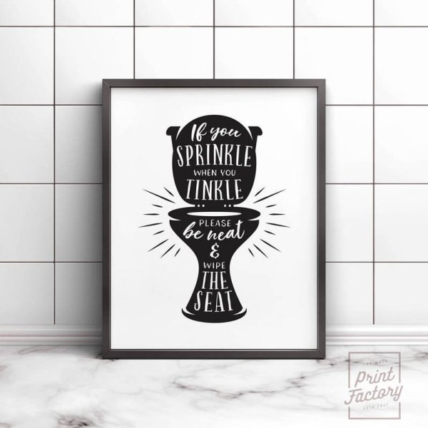 Черно белый Постер в ванную комнату