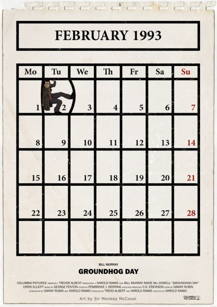 День сурка минималистичный Постер