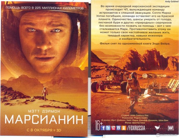 Марсианин фильм Постер
