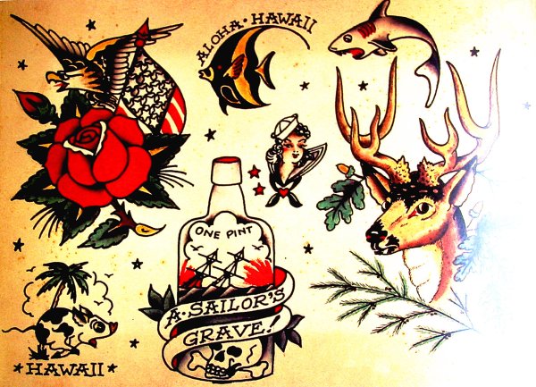 Тату плакат серый