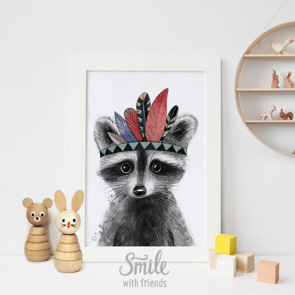 Постер детский с енотом