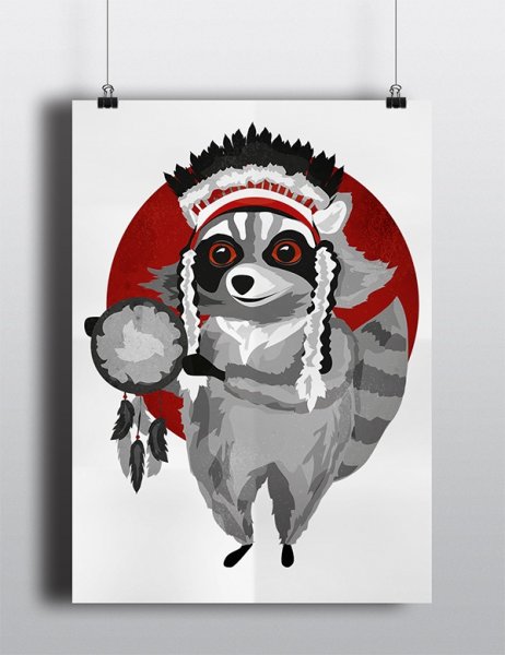 Енот рисунок