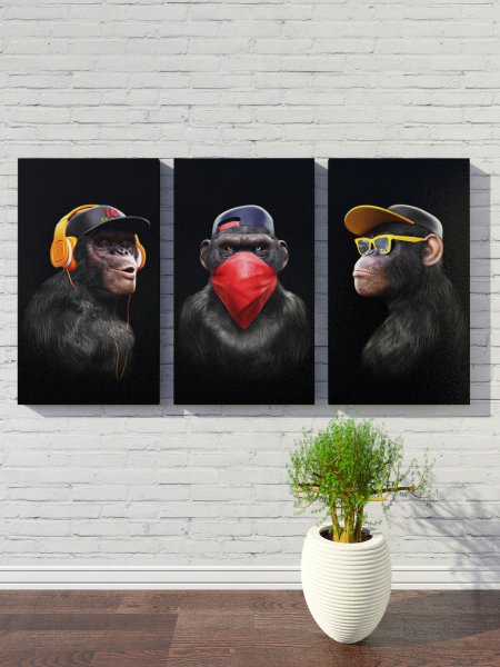 Avalondecor / модульная картина "обезьяны 125х60см"