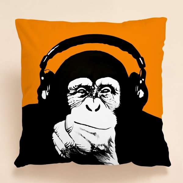 Картина обезьяна в наушниках