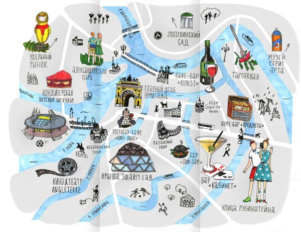 Карта Питера с достопримечательностями