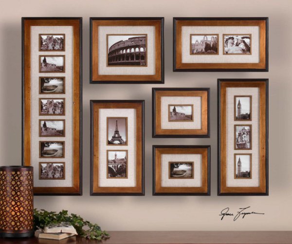 Композиция из рамок на стене