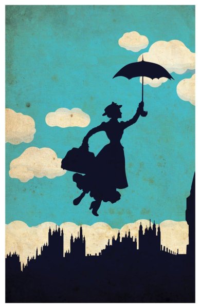 Мэри Поппинс с зонтиком
