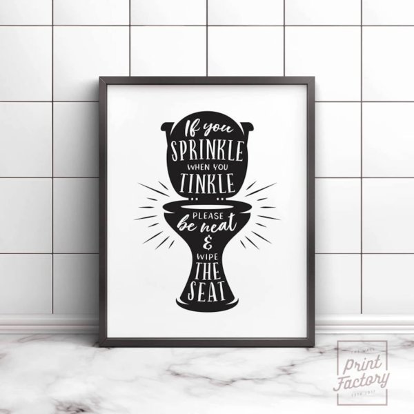 Черно белый Постер в ванную комнату