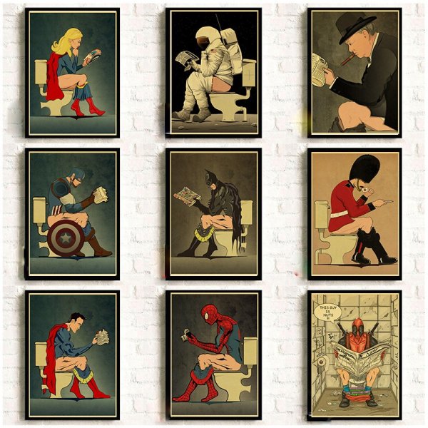 Постеры для туалета ретро