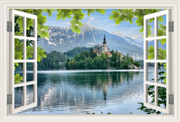 Фотообои окно видом на природу