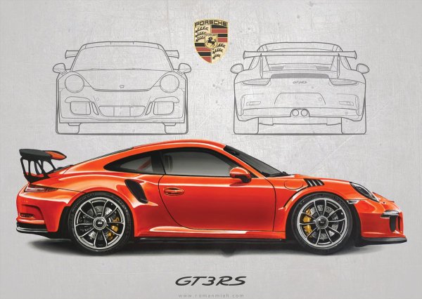 Porsche 911 gt3 RS чертеж