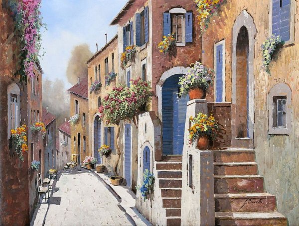 Итальянские улочки картины Борелли Гвидо