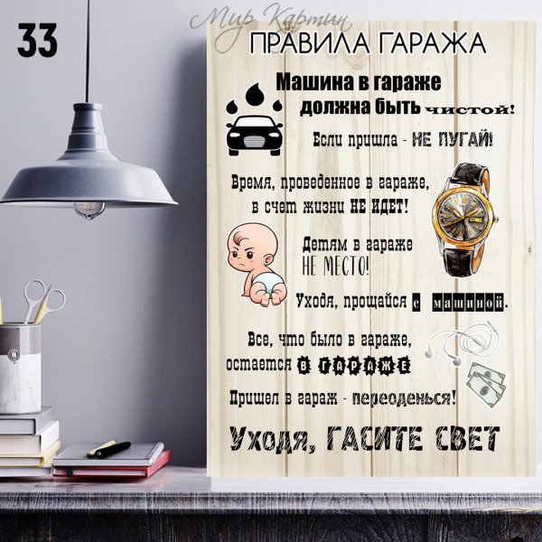 Правила гаража апостер