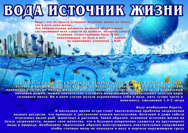 Вода источник жизниплакты