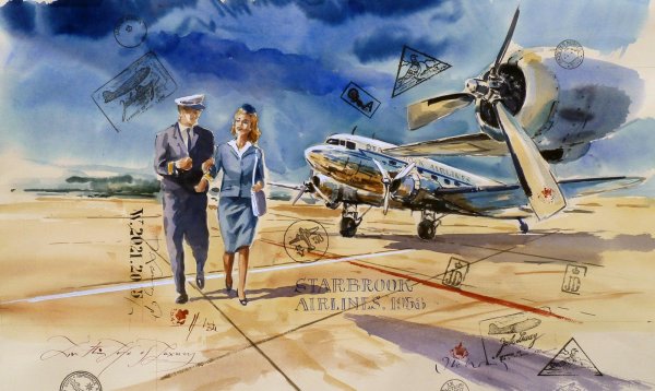 Летчики на самолетах живопись