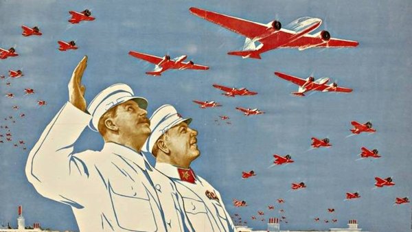 Плакат да здравствуют советские летчики гордые Соколы нашей Родины