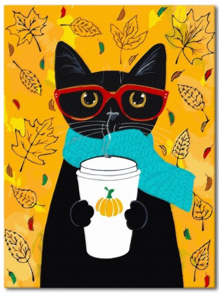 Вышивка Coffee с котом