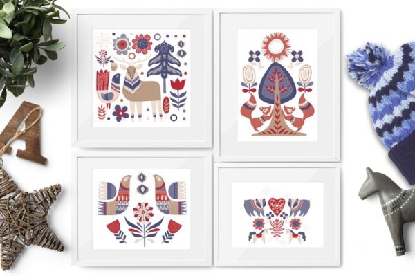 Новогодние постеры в скандинавском стиле