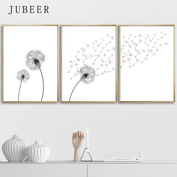 Постеры в скандинавском стиле одуванчик в интерьере