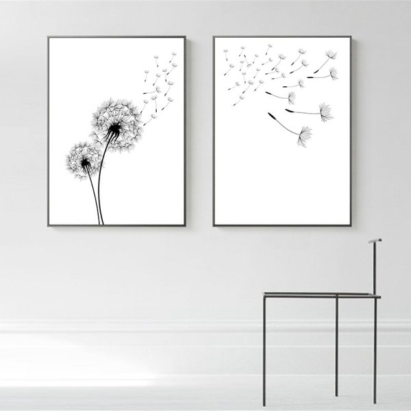 Одуванчики в скандинавском стиле акварель