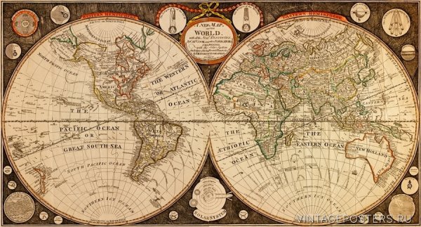 Старинная карта мира